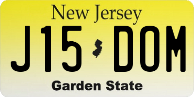 NJ license plate J15DOM