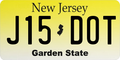 NJ license plate J15DOT