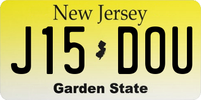 NJ license plate J15DOU