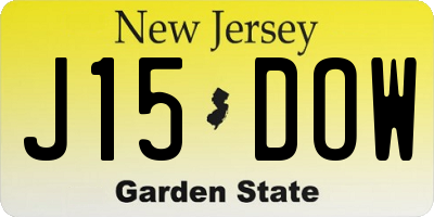 NJ license plate J15DOW