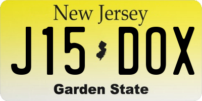 NJ license plate J15DOX