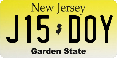 NJ license plate J15DOY