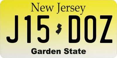 NJ license plate J15DOZ