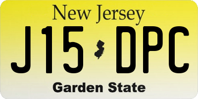 NJ license plate J15DPC