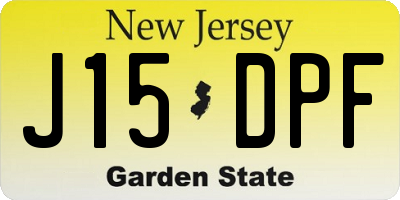 NJ license plate J15DPF