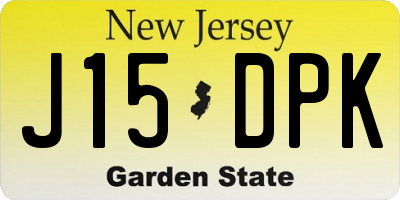 NJ license plate J15DPK