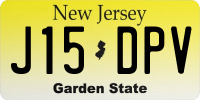 NJ license plate J15DPV