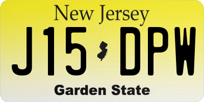 NJ license plate J15DPW