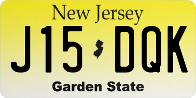 NJ license plate J15DQK