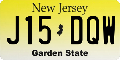 NJ license plate J15DQW