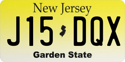 NJ license plate J15DQX