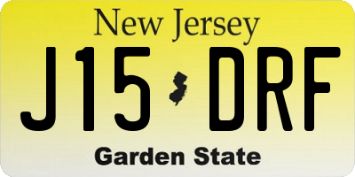 NJ license plate J15DRF