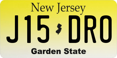 NJ license plate J15DRO