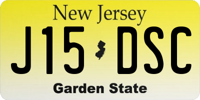 NJ license plate J15DSC