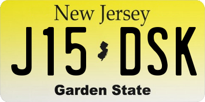 NJ license plate J15DSK