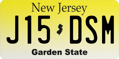 NJ license plate J15DSM
