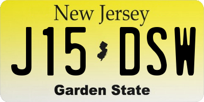 NJ license plate J15DSW