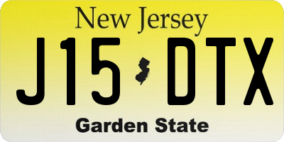 NJ license plate J15DTX