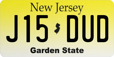 NJ license plate J15DUD