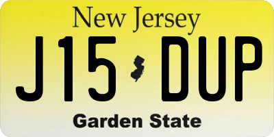NJ license plate J15DUP