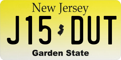 NJ license plate J15DUT
