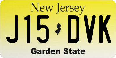 NJ license plate J15DVK