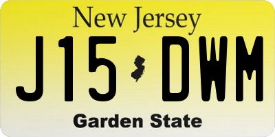 NJ license plate J15DWM