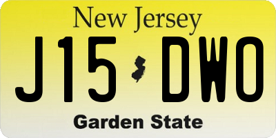 NJ license plate J15DWO