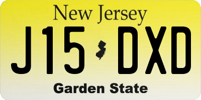 NJ license plate J15DXD