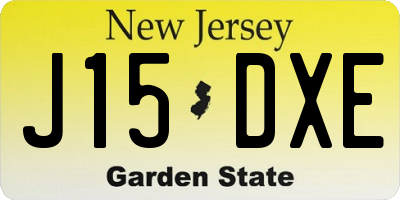 NJ license plate J15DXE