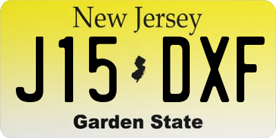 NJ license plate J15DXF