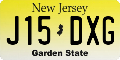 NJ license plate J15DXG
