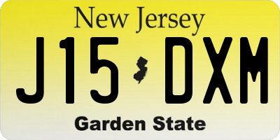 NJ license plate J15DXM