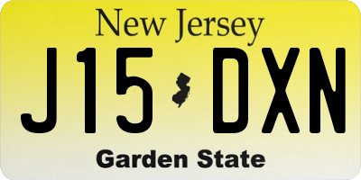 NJ license plate J15DXN