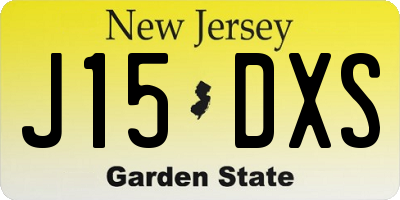 NJ license plate J15DXS