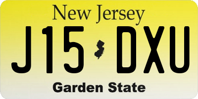 NJ license plate J15DXU