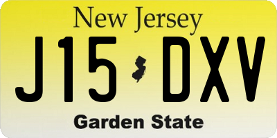 NJ license plate J15DXV