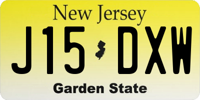 NJ license plate J15DXW