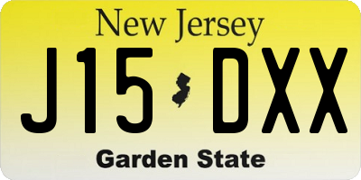 NJ license plate J15DXX