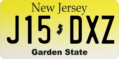 NJ license plate J15DXZ