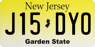 NJ license plate J15DYO