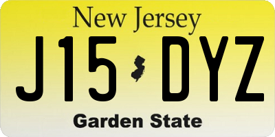 NJ license plate J15DYZ