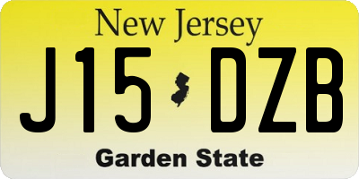 NJ license plate J15DZB