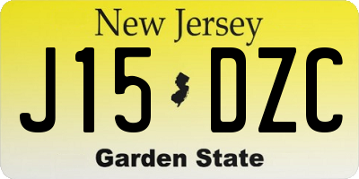 NJ license plate J15DZC