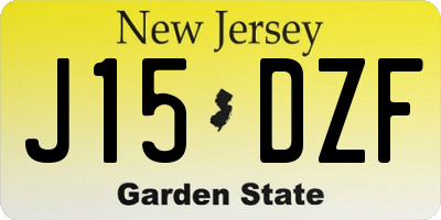 NJ license plate J15DZF