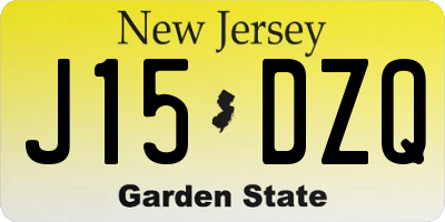 NJ license plate J15DZQ