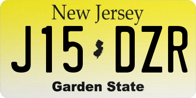 NJ license plate J15DZR