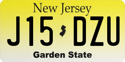 NJ license plate J15DZU