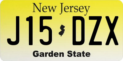 NJ license plate J15DZX