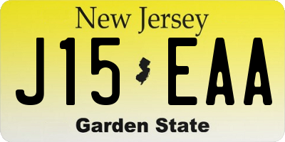 NJ license plate J15EAA